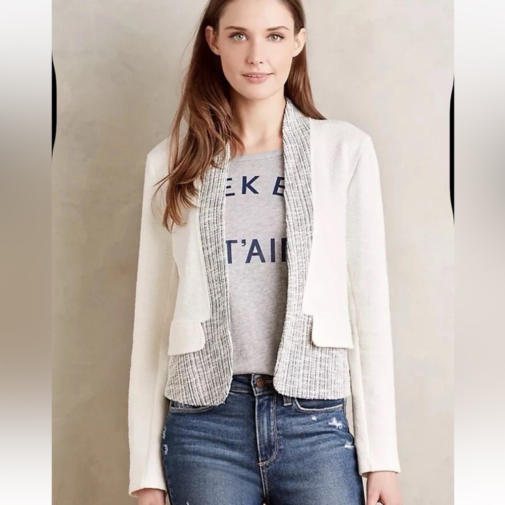 Anthropologie Dolan Left Coast Sheridan Open Front Blazer Size Medium Off White